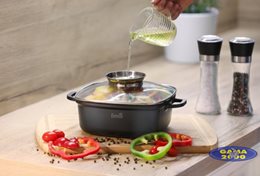 Garnek Granite 24 cm z wlewem olejowym