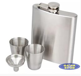 Piersiówka nierdzewna z kieliszkami