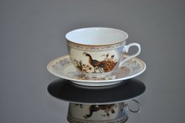 Filiżanka ze spodkiem PAWIE Kolor: brązowy