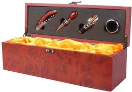 Skrzynka na butelkę wina z akcesoriami