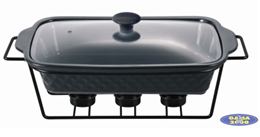 Naczynie prostokątne  z podgrzewaczem (czarne) 1,3 L 