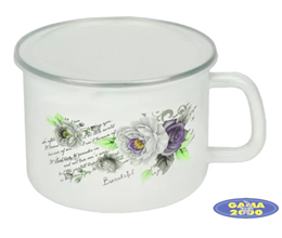 Kubek emaliowany z pokrywą 14 cm