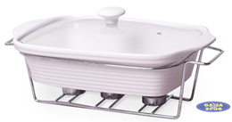 Naczynie z podgrzewaczem prostokątne (białe) 2,4 L