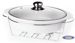 Naczynie owalne z podgrzewaczem białe