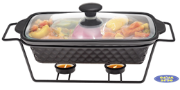 Naczynie prostokątne  z podgrzewaczem (czarne) 1,3 L 