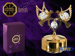 Pozytywka SWAROVSKI GOŁĄBKI Z SERDUSZKIEM