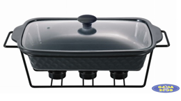 Naczynie prostokątne  z podgrzewaczem (czarny) i pokrywą 2 L 