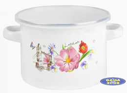 Garnek emaliowany 16 cm z pokrywą 