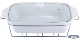 Naczynie z podgrzewaczem prostokątne (białe) 3 L