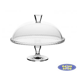 Patera szklana na nodze z kloszem