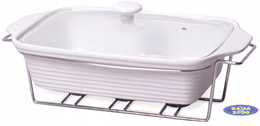Naczynie z podgrzewaczem prostokątne (białe) 3 L