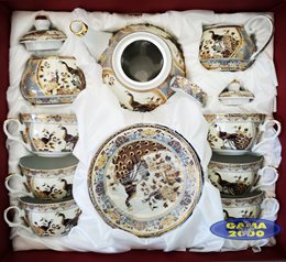 Komplet kawowy PAWIE 15 - elementowy brązowy