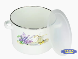 Garnek emaliowany 16 cm z pokrywą 