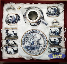 Komplet kawowy PAWIE 15 - elementowy niebieski